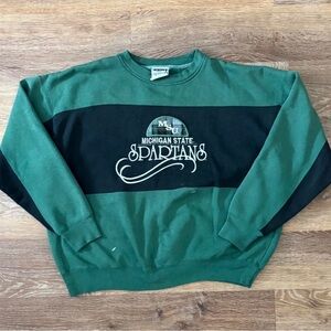 WOLF Green and Black Crewneck Sweater